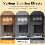 Modern Bathroom Vanity Light, 3-Light Nickel Bathroom Lighting Fixtures Over Mirror, 20.5" Crystal Wall Light Sconce for Bathroom/Bedroom/Vanity, Includes LED Bulbs, Easy Installation