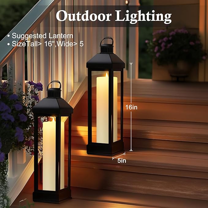 14" x 4" Large Outdoor Candles, Waterproof Flickering LED Flameless Candles with Timer, Battery Operated Candles with Remote Control Realistic Fake Pillar for Patio Porch Lanterns, Ivory 2 Pack
