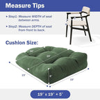 Outdoor Chair Cushions Set of 2, Patio Chair Cushions with Ties, 19x19+5” Tufted Outdoor Seat Cushions, Waterproof Patio Furniture Cushions, Outdoor Dining Chair Pads, Forest Green
