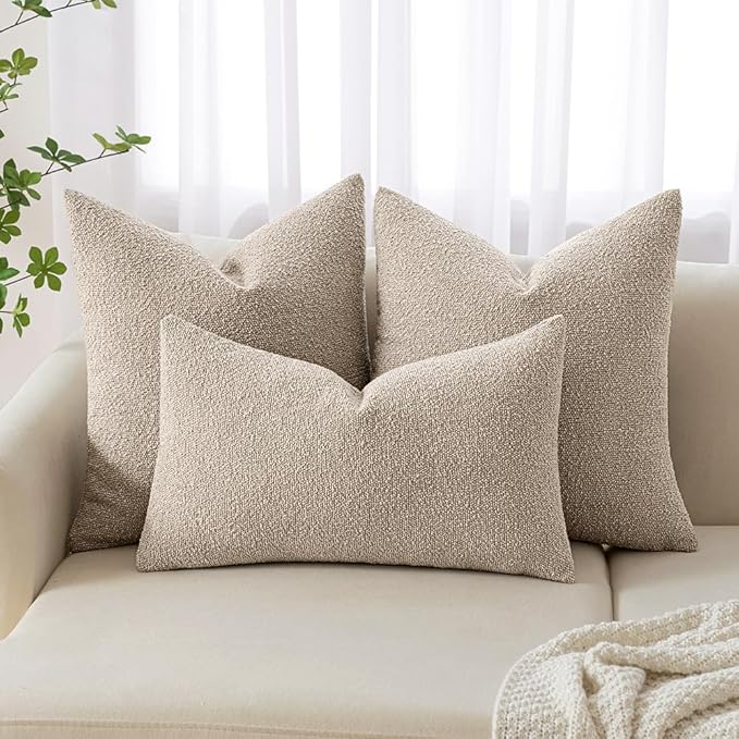 MIULEE Textured Boucle Throw Pillow Cover Neutral Accent Solid Eruo Sham Pillow Case Decorative Soft Pack of 1 Couch Cushion Chair Sofa Bedroom Livingroom Home Decor,24x24 Inch
