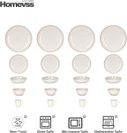 Eur-Nordic Shape Raising Rim 20pc Dinnerware Set, Shiny Glaze Peach with Speckle Effect