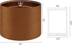GO&SO 1 PCS Burnt Orange Velvet Drum Lamp Shade,Modern Replacement Lamp Shades 13" Top x 13" Bottom x 10" High(Spider) Medium Fabric Lampshade for Table Lamp,Floor,Bedside -Assembly Require