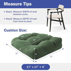 Outdoor Chair Cushions Set of 2, Patio Chair Cushions with Ties, 17x17+4” Tufted Outdoor Seat Cushions, Waterproof Patio Furniture Cushions, Outdoor Dining Chair Pads, Forest Green