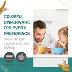 Teivio 32-Piece Kitchen Plastic Wheat Straw Dinnerware Sets, Service for 8, Dinner Plates, Dessert Plate, Cereal Bowls, Cups, Unbreakable Outdoor Camping Dishes Set,Colorful Hues
