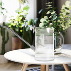 Small Plastic Watering Can - for Home Garden - with Long Spout - 1/4 Gallon - 34 Oz - White