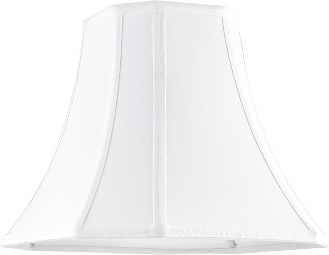 White - Ivory Square Cut Corner Bell Lamp Shade Set of 2 Medium Lampshade 6.5``Top×13``Bottom×10.6``Hight(Spider) Modern Lamp Shade for Table & Floor Lamp - Lampshade Replacement