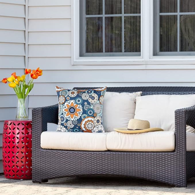 JMGBird Outdoor Throw Pillows Waterproof Set of 2 Patio Pillows 18×18 Inch Decorative Pillow for Bed, Couch, Sofa and Patio Furniture