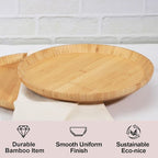 Bamboo Wooden Dinner Plates Set of 2, 12-inch Large Serving Tray for Cafes and Restaurant, Reusable Round Serving Platters and Trays for Snacks/Fruit for Entertaining and Party