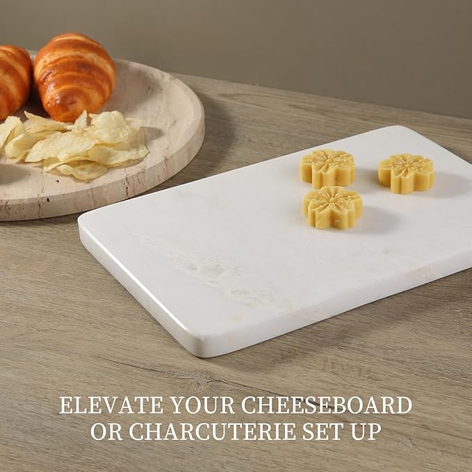 Koville African Natural Marble Cutting Board for Kitchen, 12x8inch Hand Crafted Marble Slab for Cheese, Charcuterie, Pastry Board - Wedding Gift, House Warming Gift