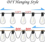 60FT Outdoor String Lights S11 LED Patio with 17 Plastic Bulbs(1 Spare),Waterproof Connectable Hanging Lights for Backyard Porch Balcony Party Decor