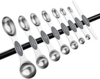 Spring Chef Stainless Steel Magnetic Measuring Spoons Set of 8 with Leveler, Dual Sided Metal Teaspoon & Tablespoon Measuring Spoons - Kitchen Gadgets For Baking and Cooking, Gray