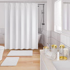 Bathroom Sets with Shower Curtain and Rugs and Accessories, Glass Bathroom Accessories Set Clear Bathroom Set Bathroom Sets, White Bath Mat and Diamond Soap Dispenser for Bathroom Decor