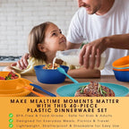 40-Piece Unbreakable Kids Dinnerware Set for Toddlers & Children, BPA-Free & Easy-Clean PP Plates and Bowls, Microwave & Dishwasher Safe, Complete Family Pack (Service for 8)
