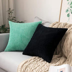 MIULEE Winter Pack of 2 Corduroy Soft Soild Decorative Square Throw Pillow Covers Cushion Cases Pillow Cases for Couch Sofa Bedroom Car 20 x 20 Inch 50 x 50 Cm Black