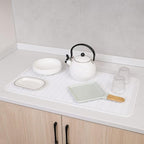 Silicone Dish Drying Mat for Multiple Usage,Easy clean,Eco-friendly,Heat-resistant Silicone Mat for Kitchen Counter or Sink,Refrigerator or Drawer Liner White 4XL 32 inches x 18 inches