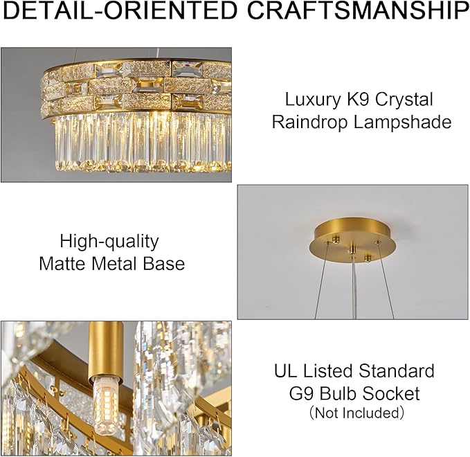 Crystal Chandelier, 16.5" 6-Light Small Chandelier for Living Room, Round Chandeliers for Bedroom Dimmable, Foyer Chandeliers for Entryway, Gold Ceiling Light Fixture Hanging Lights