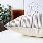 Gray Pillow Covers Farmhouse Linen Throw Pillow Covers Striped Outdoor Decorative Square Throw Pillows for Couch Sofa Bed 12x20 in Pack of 2 Gray and Cream