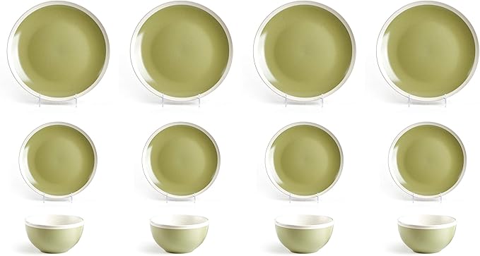 Rock Ridge Speckled Stoneware Dinnerware Set, 12 Piece, Beryl and Ivory