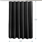 AmazerBath Black Shower Curtain Thick 240GSM, Fabric Shower Curtain with Waffle Weave, Bathroom Shower Curtains, Hotel Quality Heavy Duty, 72 x 72 Inches