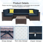 14 PCs Patio Cushion Covers for 7 PCs Outdoor Furniture Sectional Seating Sets Water Resistant Plus 2 Throw Pillows (Blue, 23.6(L)*23.6(W)*4.33(T) inches)