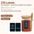ComSaf 12 Pcs Glass Spice Jars and Spoons, 8oz Glass Containers with Bamboo Lids, Storage Containers with Airtight Lids with 275 Labels for Seasonings, Salt, Loose Leaf Tea Storage