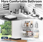 YASONIC Corner Shower Caddy Organizer, 5-Pack Self-Adhesive Rustproof Bath Shelves with Soap Holder & 4 Hooks, Large Capacity Shower Storage Rack for Bathroom Organization, Silver