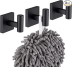 KOKOSIRI Robe Hook Bathroom Towel Coat Hooks Matte Black for Bath Kitchen Wall 3 Pack Stainless Steel B1013BK-P3
