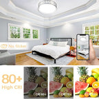 Flush Mount Ceilling Light Fixture with Remote Control, 12 Inch 3000K-6500K LED Ceiling Lights,24W Brushed Nickel Ceiling Light Flush Mount for Bedroom,Hallway,Kitchen,Entrance,Laundry