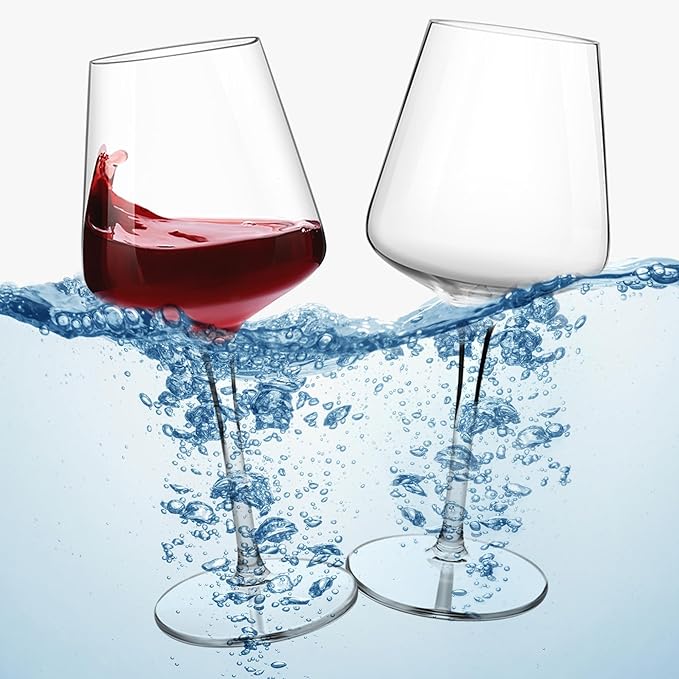 MICHLEY Floating Wine Glasses for Pool 15 OZ Unbreakable Tritan Plastic Stemmed Red Wine Glasses Ideal for Beach Bar Camping Dishwasher Safe, Set of 4