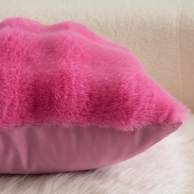MANDIOO Pack of 2 Thick Plush Wool Decorative Throw Pillow Covers Super Soft Wave Bubble Fur Velvet Cushion Covers Pillow Shams for Couch Bed Living Room 26x26 Inch Hot Pink
