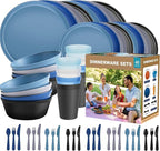 40-Piece Unbreakable Kids Dinnerware Set for Toddlers & Children, BPA-Free & Easy-Clean PP Plates and Bowls, Microwave & Dishwasher Safe, Complete Family Pack (Service for 8)