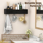 Coat Hooks Wall Mount with Shelf, 5 Hidden Hooks, 20.75 Inch Entryway Organizer for Coats, Hats, Bags, Keys, Decorative Wall Hooks (Black, 5 Hooks)