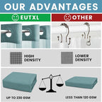 Teal Stall No Hook Shower Curtain with Snap in Liner,230GSM Waffle Weave Shower Curtains for Bathroom,54W x 80H