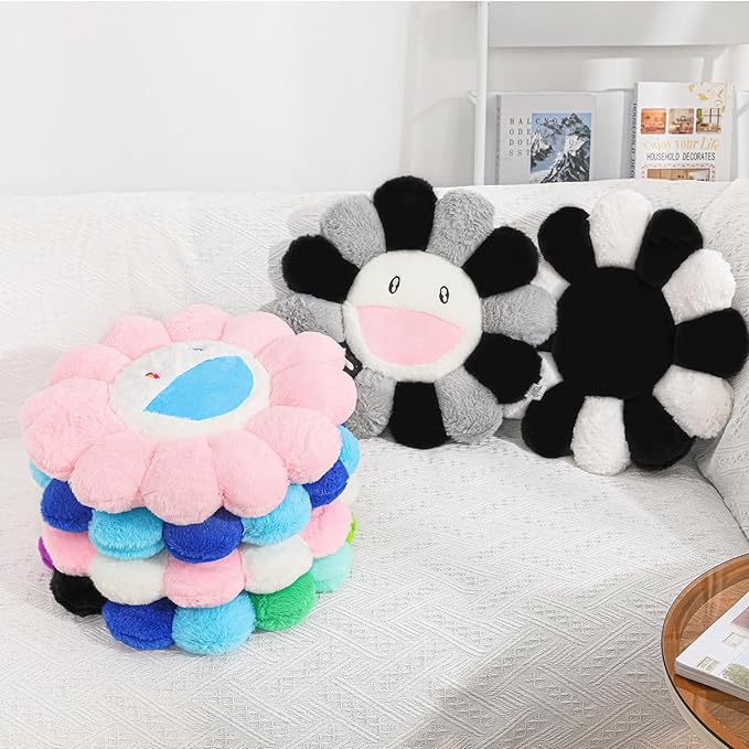 Flower Pillow, Flower Shaped Throw Pillow, Flower Face Floor Cushions Floor Pillow, Colorful Sunflower Plush Pillow, Cute Room Decor Decorative Pillows for Sofa Bedroom Car (60CM/23.6in)