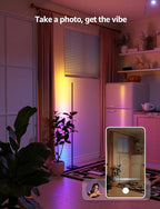 Lepro OE1 AI Smart Floor Lamp, RGBICW Corner Light with Music Sync, Alexa Compatible, Personalized AI Lighting Designer, Modern LED Standing Lamp for Living Room/Bedroom, 1000LM, 2.4G WiFi, No Remote
