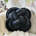 Xuyier Knot Pillow Ball, Decorative Throw Pillows with Velvet Fabric for Couch Bed, 12" Decor Knotted Square Floor Pillow Cushions for Living Room (12 Inches, Black)