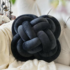 Xuyier Knot Pillow Ball, Decorative Throw Pillows with Velvet Fabric for Couch Bed, 12" Decor Knotted Square Floor Pillow Cushions for Living Room (12 Inches, Black)