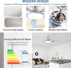 TCL Ceiling Fans with Lights, 52 Inch Low Profile Ceiling Fan with Light and Remote Control, Flush Mount, DC Reversible Motor, Noiseless, 6 Speeds Ceiling Fan for Bedroom (Silver)