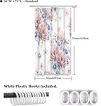 Colorful Floral Shower Curtain Watercolor Flower Modern Design Bathroom Curtain Girls Pretty Plant Decor Shower Curtain with Hooks Waterproof Polyester Fabric 36x72 Inch