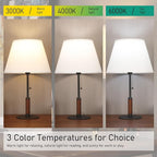 21" Table Lamps for Night Stands Bedside Lamp for Living Room Bedroom Lamp for End Tables 3-Color Pull Chain Switch Walnut Wood Fabric for Home/Office/Desk Decor (Off White+Sand Black)