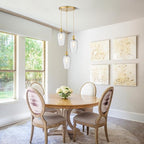 3-Light Pendant Lighting, Modern Brushed Gold Dining Room Chandelier Light Fixture Over Table with Hammered Glass, Brass Cluster Hanging Lights for Kitchen Island Dining Room Bedroom, E26