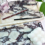 Natural Marble Vanity Tray, 9.8"x5.9" Genuine Calacatta Viola Marble Tray for Bathroom/Kitchen/Dresser