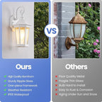 Outdoor Wall Lantern, Waterproof Exterior Wall Light Fixtures, Outdoor Porch Light Fixtures Wall Mount in White Finish with Clear Glass, Aluminum Alloy, 60W