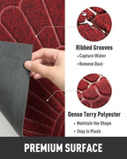tchdio Door Mat Outdoor Indoor Entrance Doormat-Semicircular Durable Rubber Non Slip Front Door Mat for Outside Inside Entry Entryway Dirt Trapper WelcomeMat for Muddy Paws and Shoes-Red 24”x47”