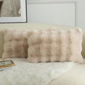 MANDIOO Pack of 2 Thick Plush Wool Decorative Throw Pillow Covers Super Soft Wave Bubble Fur Velvet Cushion Covers Pillow Shams for Couch Bed Living Room 12x20 Inch Beige