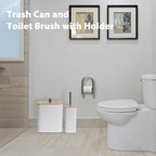 Bathroom Accessory Set - 10 Piece White Bathroom Sets Complete with Trash Can, Toothbrush Holder & Cup, Soap Dispenser, Soap Dish, Toilet Brush & Holder, Vanity Tray, Qtip Holder, Tissue Box Cover