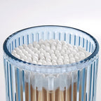 2 Pack Qtip Holders for Bathroom, Clear Glass Apothecary Jars with Lids,Vintage Bathroom Canisters for Cotton Balls,Swabs,Floss Picks,Hair Ties,Vanity Organizer and Storage Decor (Blue)