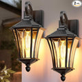 YSN 16'' Large Outdoor Wall Lights 2 Packs, Black Exterior Lighting Fixture Outdoor Sconce Lights, Waterproof Outside Lights for House with E26 Socket, Outdoor Lanterns for Porch, Garage, Farmhouse