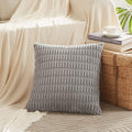 Fancy Homi Gray Farmhouse Decorative Throw Pillow Covers 18x18 Inch for Living Room Couch Bed Sofa, Rustic Boho Home Decor, Soft Striped Corduroy Square Cushion Case 45x45 cm