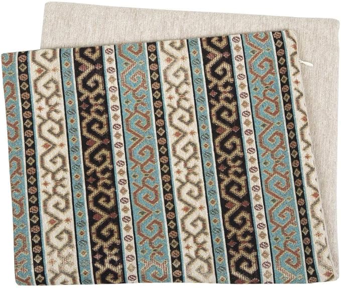 Throw Pillow Covers Turquoise and Black - 14 x 24 Inches Decorative Kilim Lumbar Pillows, Boho Room Decor for Couch, Bohemian Outdoor Case for Farmhouse, Ethnic Shams